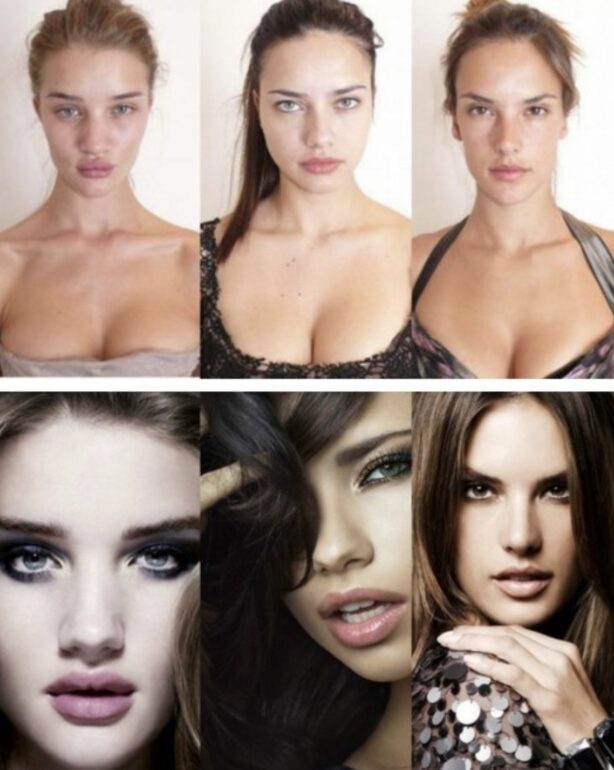 Τα μοντέλα με make up και χωρίς make up.